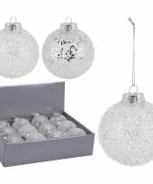 2x zilveren glitter kerstballen kunststof 8 cm