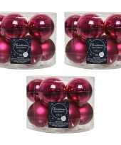 30x bessen roze glazen kerstballen 6 cm glans en mat