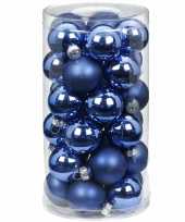 30x blauwe kleine glazen kerstballen 4 cm glans en mat