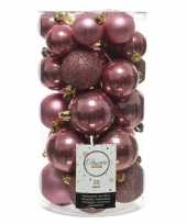 30x oud roze kerstballen 4 5 6 cm kunststof