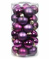 30x paarse kleine glazen kerstballen 4 cm glans en mat