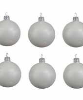 30x winter witte kerstballen 8 cm glanzende glas kerstversiering