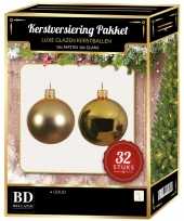 32 stuks mix glazen kerstballen pakket goud 6 8 10 cm