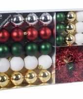 32x klassieke kerst kerstballen 4 5 8 cm en kerstslinger folieslinger matte glanzende glitters kunststof plastic kerstversiering
