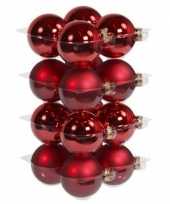 32x rode kerstballen 8 cm glas kerstversiering