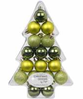 34x groene kunststof kerstballen pakket 3 cm