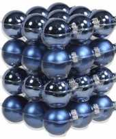 36x blauwe kerstballen 4 cm glas kerstversiering