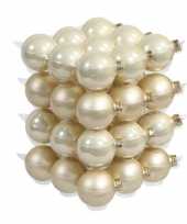 36x champagne kerstballen mat glans 6 cm glas kerstversiering