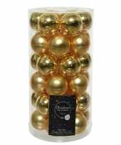 36x gouden kleine glazen kerstballen 4 cm mat en glans