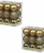 36x gouden kunststof kerstballen 5 cm glans mat glitter