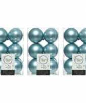 36x ijsblauwe kerstballen 6 cm glanzende matte kunststof plastic kerstversiering
