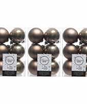 36x kasjmier bruine kerstballen 6 cm glanzende matte kunststof plastic kerstversiering