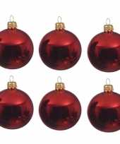 36x kerst rode kerstballen 8 cm glanzende glas kerstversiering