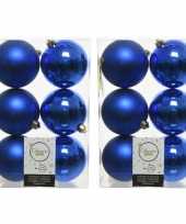 36x kobalt blauwe kerstballen 8 cm kunststof mat glans