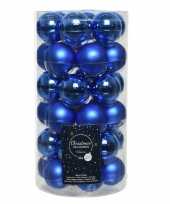 36x kobalt blauwe kleine glazen kerstballen 4 cm mat en glans