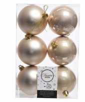 36x licht parel champagne kerstballen 8 cm glanzende matte kunststof plastic kerstversiering