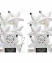 36x parelmoer witte kerstballen 7 cm glanzend matte glitter kunststof plastic kerstversiering