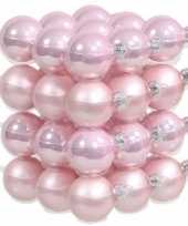 36x roze kerstballen 4 cm glas kerstversiering