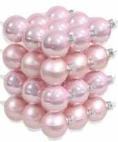 36x roze kerstballen 6 cm glas kerstversiering