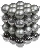 36x titanium grijze kerstballen 6 cm glas kerstversiering