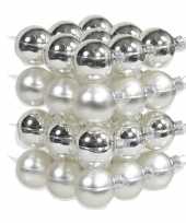 36x zilveren kerstballen 4 cm glas kerstversiering 10183140