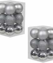 36x zilveren kunststof kerstballen 6 cm glans mat glitter