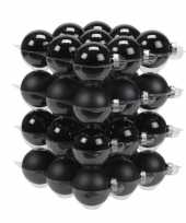 36x zwarte kerstballen mat glans 6 cm glas kerstversiering