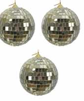 3x gouden disco spiegelballen kerstballen 10 cm