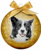 3x kunststof dieren kerstballen met border collie hond 8 cm