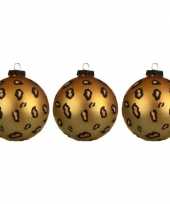 3x luipaard print kerstballen 8 cm matte glas kerstversiering