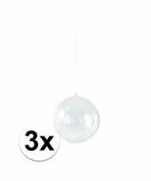 3x plastic kerstballen vulbaar 14 cm
