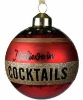 3x rode glazen kerstballen i believe in cocktails 8 cm