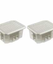 3x stuks kerstballen kerstversiering opruimen opbergbox voor 45 kerstballen wit