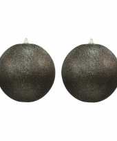 3x stuks zwarte grote kerstballen met glitter kunststof 18 cm