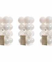48x parelmoer witte kerstballen 6 cm glanzende matte glitter kunststof plastic kerstversiering