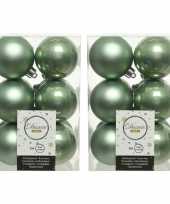 48x salie groene kerstballen 6 cm kunststof mat glans