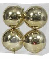 4x gouden kerstballen 12 cm glanzende kunststof plastic kerstversiering