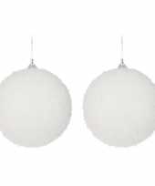 4x grote witte foam kerstballen 10 cm kerstboomversiering
