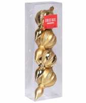 4x kerstboomversiering luxe gouden kunststof kerstballen ornamenten 11 cm