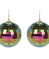 4x regenboog disco kerstballen discoballen discobollen foam glas 10 cm
