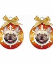 4x stuks dieren kerstballen franse bulldog honden 8 cm