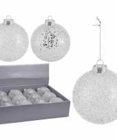 4x zilveren glitter kerstballen kunststof 10 cm type 2