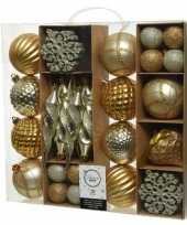 50x gouden kerstballen 4 8 15 cm glanzende glitter kunststof plastic kerstversiering