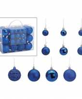 50x kunststof kerstballen blauw 3 4 en 6 cm