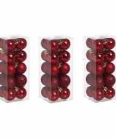 60x stuks kleine kunststof kerstballen rood 3 cm mat glans glitter