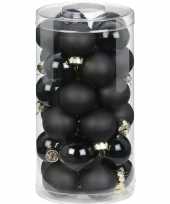 60x zwarte kleine glazen kerstballen 4 cm glans en mat