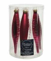 6x bessen roze pegel kerstballen 15 cm glanzende matte glas kerstversiering