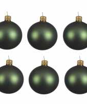 6x donkergroene kerstballen 6 cm matte glas kerstversiering