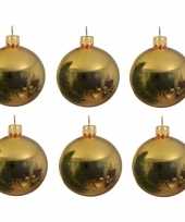 6x gouden kerstballen 6 cm glanzende glas kerstversiering