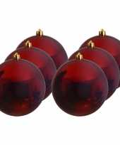 6x grote donkerrode kerstballen van 20 cm glans van kunststof